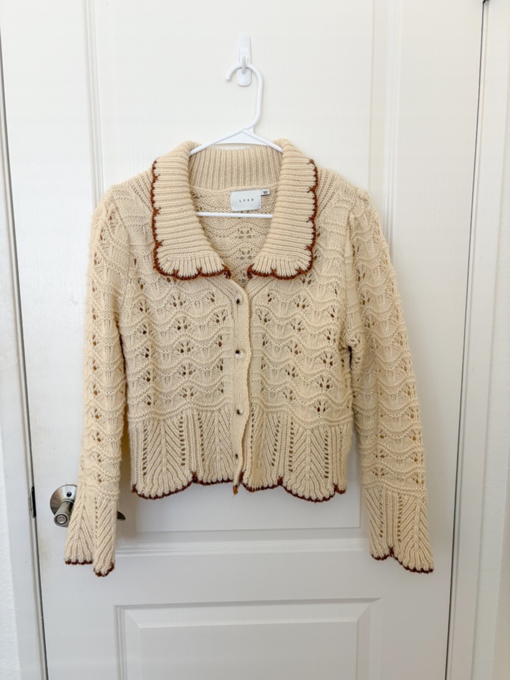 Beige and Brown Collared Cardigan